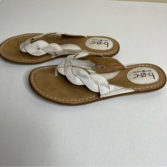 BOC Born Concepts White Faux Leather Thong Sandals Flip Flops Slides Women 9 - Picture 4 of 13